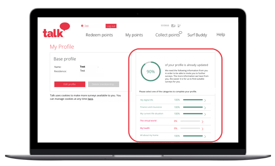 Talk online panel profile