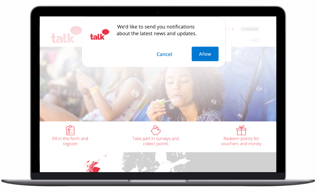 Talk online panel banner notification